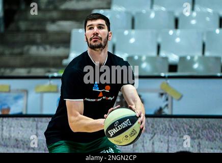 Badalona, Espagne. 18th févr. 2023. Coupe du roi d’Espagne ballon de basket-ball demi-finale contre le Real Madrid et l’Unicaja, au Pavillon olympique de Badalona, 18 février 2023 900/Cormon crédit de presse: CORMON PRESSE/Alamy Live News Banque D'Images