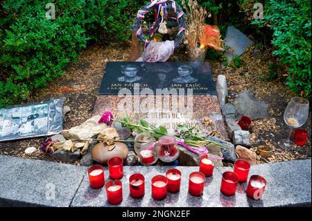 Prague République tchèque. Le monument à Jan Palach et Jan Zajic à Wenceslas Square Banque D'Images