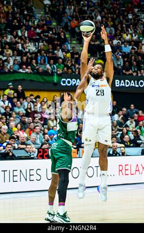 Badalona, Espagne. 18th févr. 2023. Coupe du roi d’Espagne ballon de basket-ball demi-finale contre le Real Madrid et l’Unicaja, au Pavillon olympique de Badalona, 18 février 2023 900/Cormon crédit de presse: CORMON PRESSE/Alamy Live News Banque D'Images
