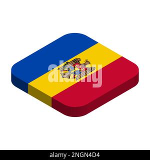 Drapeau de Moldavie - 3D drapeaux carrés isométriques avec coins arrondis. Illustration de Vecteur