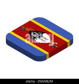 Drapeau eSwatini - 3D drapeaux carrés isométriques avec coins arrondis. Illustration de Vecteur