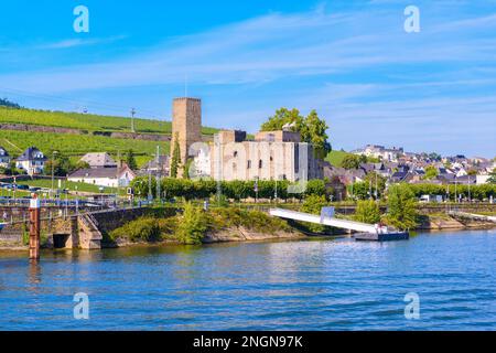 Broemserburg et Château de Boosenburg Château d'Oberburg à Ruedesheim am Rhein Rhin, Rudesheim, Rheingau-Taunus-Kreis, Darmstadt, Hesse, Allemagne. Banque D'Images