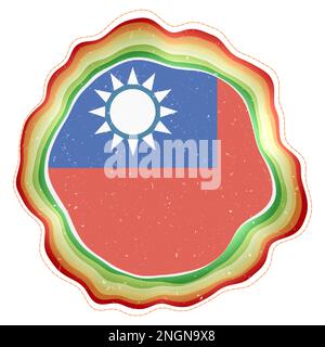 Drapeau Taïwan dans le cadre. Badge du pays. Signe circulaire superposé autour du drapeau de Taïwan. Illustration vectorielle artistique. Illustration de Vecteur