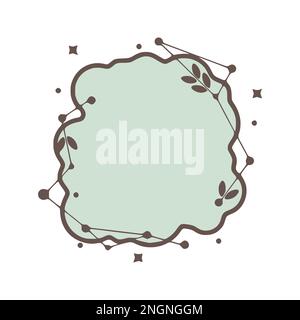 Cadres géométriques de nature avec des feuilles faites de lignes et de points dans le style dessiné à la main. Illustration de Vecteur