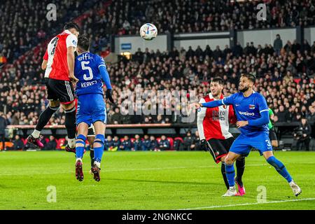 Rotterdam - Alireza Jahanbakhsh de Feyenoord marque le 1-1 lors du match entre Feyenoord et AZ Alkmaar au Stadion Feijenoord de Kuip le 18 février 2023 à Rotterdam, pays-Bas. (Box to Box Pictures/Yannick Verhoeven) Banque D'Images