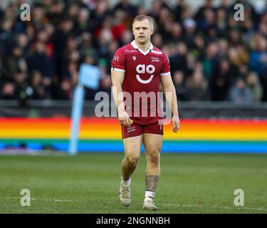 Northampton, Royaume-Uni. 18th févr. 2023. Arron Reed de sale Sharks pendant le match de Premiership de Gallagher Northampton Saints vs sale Sharks at Franklin's Gardens, Northampton, Royaume-Uni, 18th février 2023 (photo de Nick Browning/News Images) à Northampton, Royaume-Uni le 2/18/2023. (Photo de Nick Browning/News Images/Sipa USA) crédit: SIPA USA/Alay Live News Banque D'Images