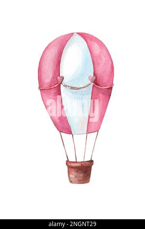 boule rose colorée, décor, illustration pour enfants sur fond blanc. aquarelle. Illustrations à la main sur fond blanc Banque D'Images