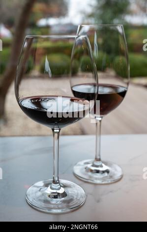 Dégustation de vins rouges de reserva rioja, visite de cave à Haro, capitale de la région viticole de Rioja, Espagne Banque D'Images