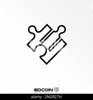 Lettre ou mot E sans serif ligne police comme puzzle image graphique icône logo design abstrait concept vecteur stock. utilisé comme symbole lié à la première partie Illustration de Vecteur
