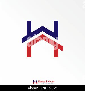 Simple et unique Roof House et lettre ou mot H police avec ornement autour graphique icône logo design abstrait concept vecteur stock home ou initial Illustration de Vecteur