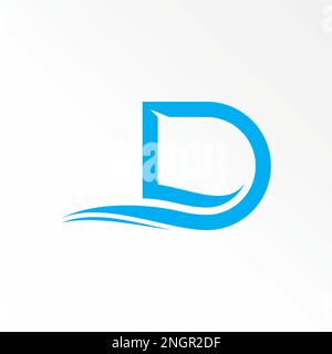 Unique lettre ou mot D sans serif police avec vague ou plage swoosh image graphique icône logo design abstrait concept vecteur stock Voyage ou initial Illustration de Vecteur