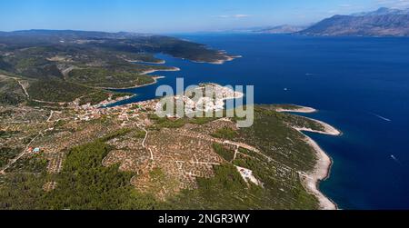 Povlja, Brac, Croatie photo aérienne Banque D'Images
