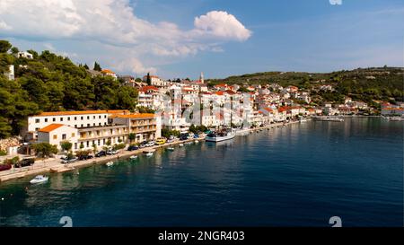 Povlja, Brac, Croatie photo aérienne Banque D'Images
