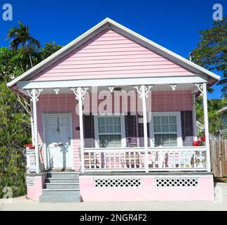 Maison Rose à Key West, Floride Banque D'Images