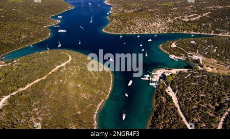 Povlja, Brac, Croatie photo aérienne Banque D'Images