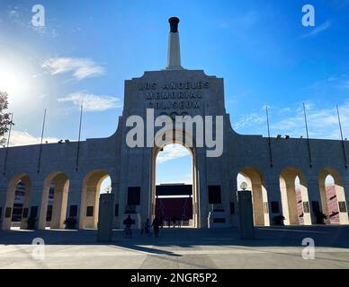 Le stade Los Angeles Memorial Coliseum à l'exposition Park Banque D'Images