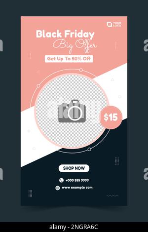 Black Friday Vector Design Backgrounds for social Media Stories. Mockup Design pour les médias sociaux. Pour Instagram, Facebook Stories. Illustration de Vecteur