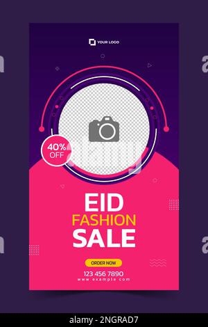 Modèle de publication sur les réseaux sociaux vente d'articles de mode eid. conception d'arrière-plan portrait. modèle d'article sur les médias sociaux pour la publicité promotionnelle Illustration de Vecteur