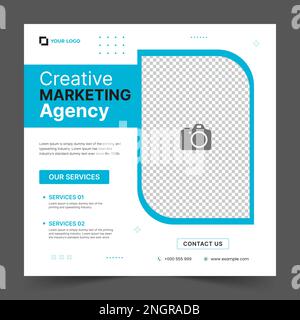 Bannière publicitaire de l'agence de marketing numérique créative, bannière publicitaire des médias sociaux marketing. bannière de publication de marketing d'entreprise. bannière marketing numérique. Illustration de Vecteur