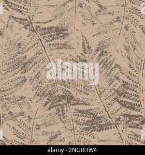 Fond botanique abstrait avec feuilles de fougères. L'encre feuille s'imprime. Affiche botanique. Motif sans couture Illustration de Vecteur