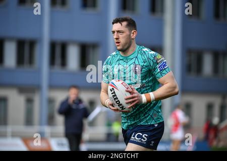 Kingston upon Hull, Angleterre -18th février 2023 - le gardien de Wigan Warriors. Rugby League Betfred Super League Round One Hull Kingston Rovers vs Wigan Warriors au stade Sewell Craven Park, Kingston upon Hull, Royaume-Uni Banque D'Images