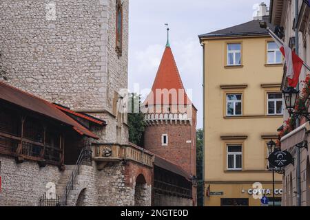 Tour de mercerie sur la vieille ville de Cracovie, petite Pologne Voivodeship de Pologne Banque D'Images