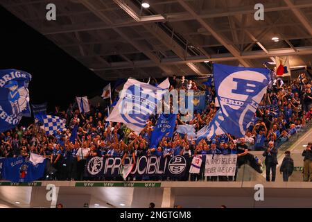 Turin, Italie. 18th févr. 2023. Supporters of (Germani Brescia) at final huit - semi-finales - Prosciutto Carpegna Pesaro vs Germani Brescia, Italian Basketball Cup hommes à Turin, Italie, 18 février 2023 Credit: Independent photo Agency/Alay Live News Banque D'Images