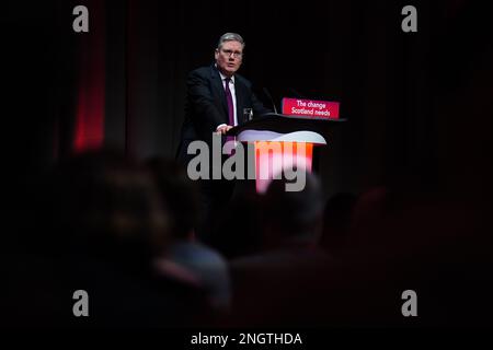 Sir Keir Starmer, chef du parti travailliste, a pris la parole le troisième jour de la Conférence écossaise du Parti travailliste dans les salles de l'Assemblée à Édimbourg. Date de la photo: Dimanche 19 février 2023. Banque D'Images