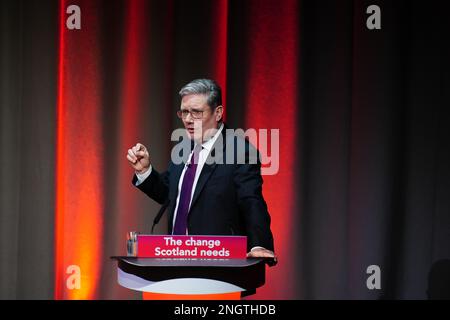 Sir Keir Starmer, chef du parti travailliste, a pris la parole le troisième jour de la Conférence écossaise du Parti travailliste dans les salles de l'Assemblée à Édimbourg. Date de la photo: Dimanche 19 février 2023. Banque D'Images