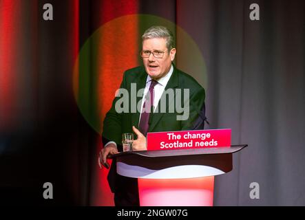 Sir Keir Starmer, chef du parti travailliste, a pris la parole le troisième jour de la Conférence écossaise du Parti travailliste dans les salles de l'Assemblée à Édimbourg. Date de la photo: Dimanche 19 février 2023. Banque D'Images