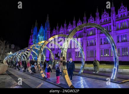 Tunnel de lumière pulsée, Mariischal College, festival Spectra, Aberdeen Banque D'Images