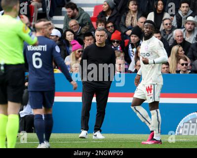 Paris, France. 19th févr. 2023. Entraîneur du PSG Christophe Galtier lors du championnat français Ligue 1 de football entre Paris Saint-Germain et le LOSC Lille sur 19 février 2023 au stade du Parc des Princes à Paris, France - photo Jean Catuffe/DPPI crédit: DPPI Media/Alay Live News Banque D'Images