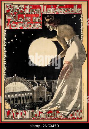 Exposition d'affiche française vintage universelle, la Grande Lunette de 1900, Palais de l'optique Paris France Banque D'Images