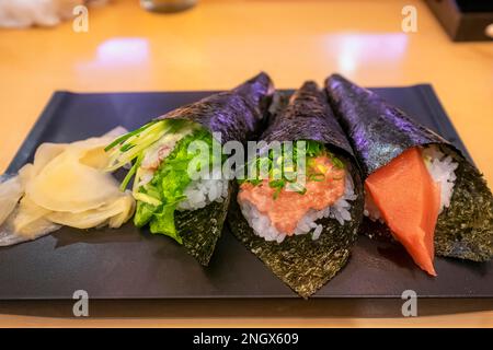 Osaka Japon. Cuisine traditionnelle de Temaki Banque D'Images