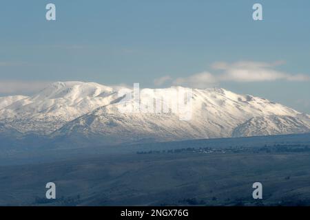 Mont Hermon recouvert de neige, Israël Banque D'Images