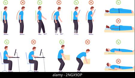 Ordinateur de posture correcte.Poste de travail de bureau de siège ...