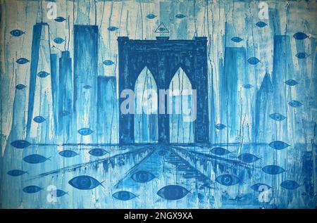 New York yeux - mon art abstrait peinture Banque D'Images