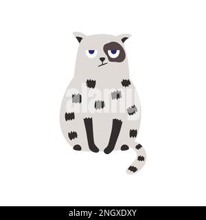 Drôle de glaçage gris à pois chat assis. Illustration vectorielle. Illustration de Vecteur