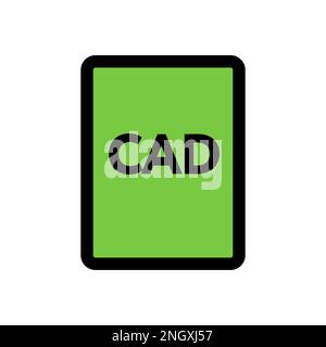 Ligne d'icône de fichier CAO isolée sur fond blanc. Icône fine et plate noire sur un style moderne. Symbole linéaire et contour modifiable. Simple et pixel par Illustration de Vecteur