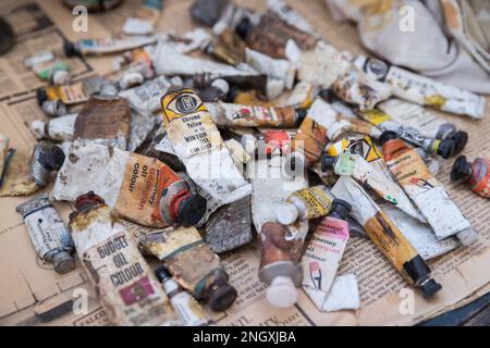 Détail du studio de Charleston House (matériel de peinture) Banque D'Images