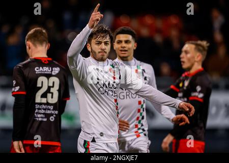 ROTTERDAM, PAYS-BAS - FÉVRIER 19 : Souffian Elkarouani du NEC Nijmegen célébrant son deuxième but lors du match néerlandais Eredivisie entre l'Excelsior Rotterdam et le NEC Nijmegen à Van Donge & de Roo Stadion sur 19 février 2023 à Rotterdam, pays-Bas (photo de Broer van den Boom/Orange Pictures) Banque D'Images