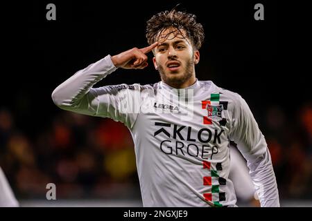 ROTTERDAM, PAYS-BAS - FÉVRIER 19 : Souffian Elkarouani du NEC Nijmegen célébrant son deuxième but lors du match néerlandais Eredivisie entre l'Excelsior Rotterdam et le NEC Nijmegen à Van Donge & de Roo Stadion sur 19 février 2023 à Rotterdam, pays-Bas (photo de Broer van den Boom/Orange Pictures) Banque D'Images