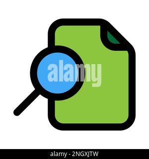 Ligne d'icône de fichier de recherche isolée sur fond blanc. Icône fine et plate noire sur un style moderne. Symbole linéaire et contour modifiable. Simple et pixel Illustration de Vecteur