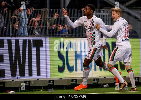 ROTTERDAM, PAYS-BAS - FÉVRIER 19 : Anthony Musaba du NEC Nijmegen célèbre son troisième but lors du match néerlandais entre Rotterdam Excelsior et NEC Nijmegen à Van Donge & de Roo Stadion on 19 février 2023 à Rotterdam, pays-Bas (photo de Broer van den Boom/Orange Pictures) Banque D'Images