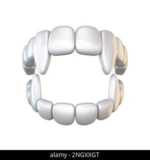 Vampire Teeth vue de face 3D illustration de rendu isolée sur fond blanc Banque D'Images