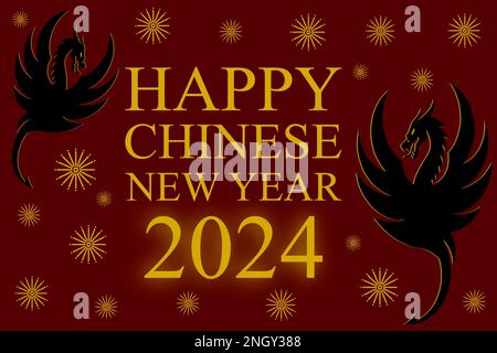 Bonne année chinoise 2024 signe de zodiaque, année du Dragon. Banque D'Images