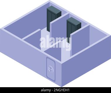 Icône de la salle d'abri de la bombe, vecteur isométrique. Soute nucléaire. Contrôle de la ville Illustration de Vecteur