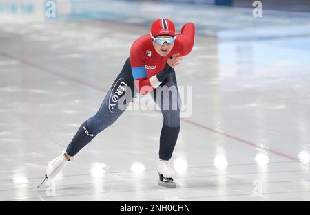 Aurora Lovas (NOR) en action sur 3000m femmes de division B lors de la finale de la coupe du monde de l'UIP patinage de vitesse sur 17 février 2023 à Arena Lodowa à Tomaszov Mazowiecki, Pologne crédit: SCS/Soenar Chamid/AFLO/Alay Live News Banque D'Images