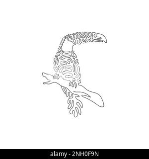 Courbe continue dessin d'une ligne de cute toucan courbe abstraite art Illustration vectorielle à trait unique d'un joli toucan pour logo Illustration de Vecteur