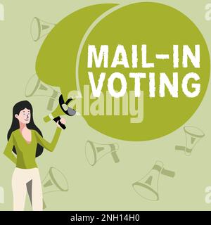 Rédaction affichage du texte courrier lors du vote, photo conceptuelle vote lors d'une élection où les bulletins de vote sont distribués aux électeurs par la poste Banque D'Images